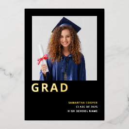 Einfache Grand 2025 Real Gold Foil Black Ankündigu Folieneinladung