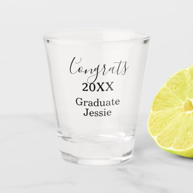 Einfache Gratulation zur minimalen Abschlussklasse Schnapsglas (Vorderseite)