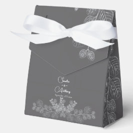Einfache Grau-Line Art Eukalyptus Wedding Geschenkschachtel