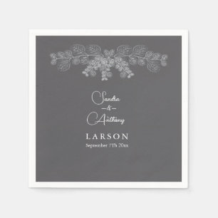 Einfache Grau Linie Art Eukalyptus Wedding Napkins Serviette