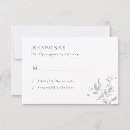 Einfache graue Blätter mit RSVP-Karte RSVP Karte