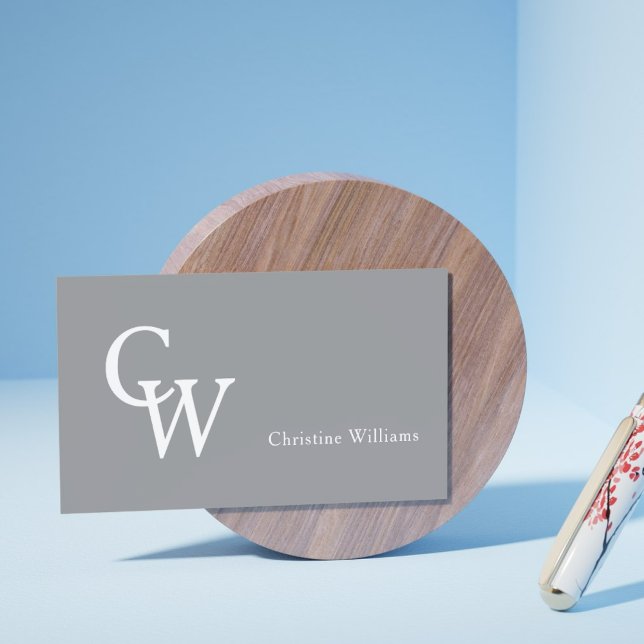 Einfache graue Elegante Monogram Beruflich Visitenkarte (Creative Director Business Card)