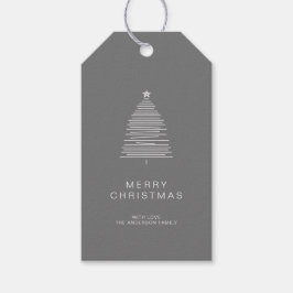 Einfache graue Linie Art Merry Weihnachtsbaum Geschenkanhänger