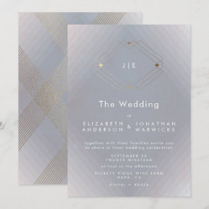 Einfache graue moderne geometrische Hochzeit Einladung