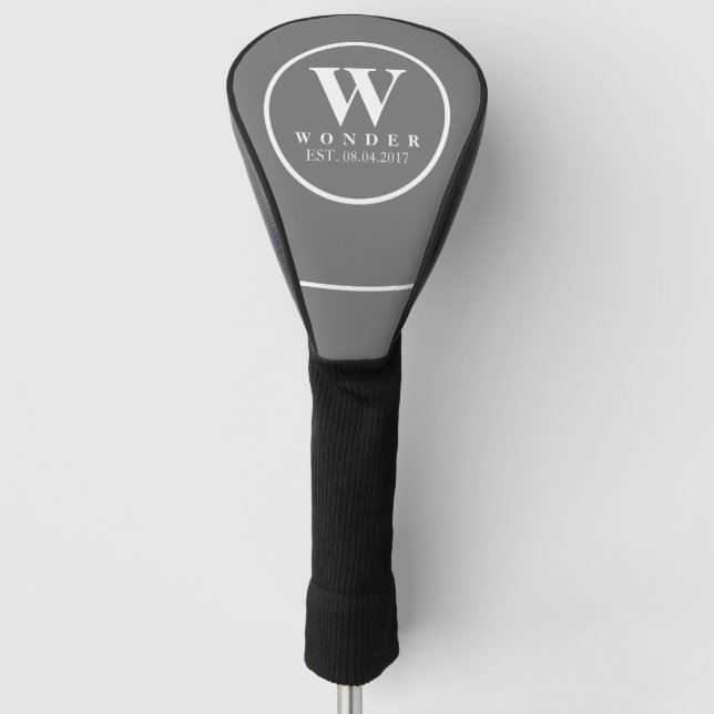 Einfache graue Monogram-Bezeichnung auf modernen T Golf Headcover (Vorderseite)