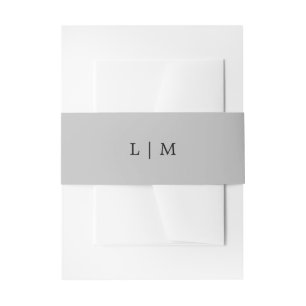 Einfache graue Monogram Minimal Elegante Hochzeit Einladungsbanderole