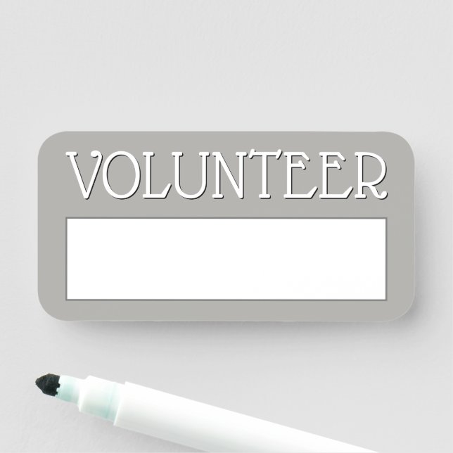 Einfache, graue Namensmarke "VOLUNTEER" Namensschild (Beispiel)