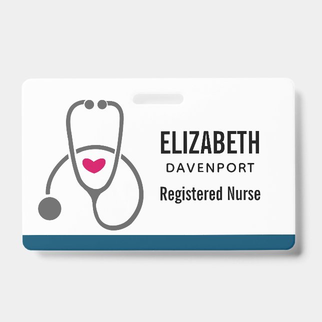 Einfache graue Pflege Stethoscope & Herz Ausweis (Vorderseite)