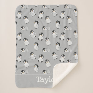 Einfache Graue Pinguin-Winter-Kinderdusche Sherpadecke