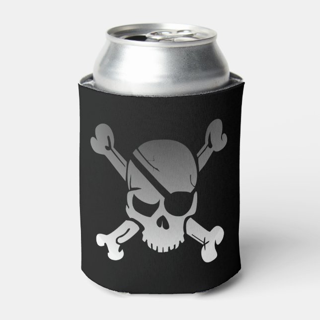 Einfache graue Piratenschädel und Kreuzknochen Dosenkühler (Kanne Vorderseite)
