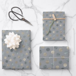 Einfache graue und silberne Polka Dots Modern & el Geschenkpapier Set