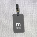 Einfache graue, weiße Monogramm Gepäckanhänger<br><div class="desc">Elegante,  anpassbare graue Gepäckmarke mit feinem Monogramm.</div>