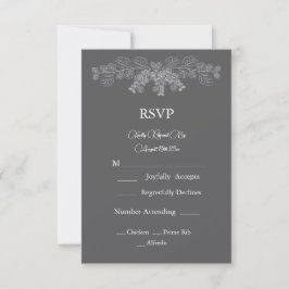 Einfache Gray Eukalyptus Line Art Wedding RSVP Karte