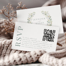 Einfache Greenerie Blumenzwiebelkarte RSVP QR-Code