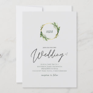 Einfache Greenery-Blätter Handwriting Style Weddin
