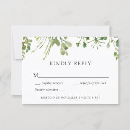 Einfache Greenery Wedding Response Card Einladung