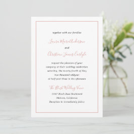 Einfache Grenze Formal Blush Pink Elegante Hochzei Einladung