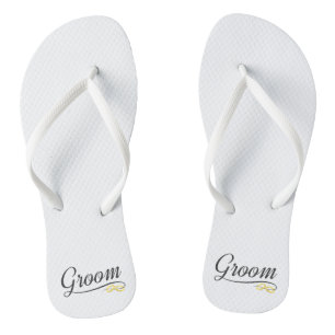 Einfache Groom Floral Hochzeitskalligraphie Flip F Flops