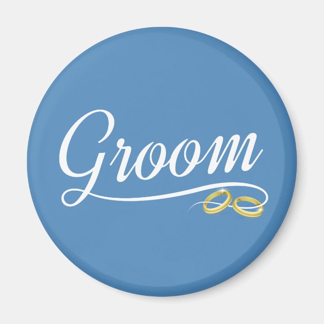 Einfache Groom Floral Wedding Calligraphy | Magnet (Vorne)