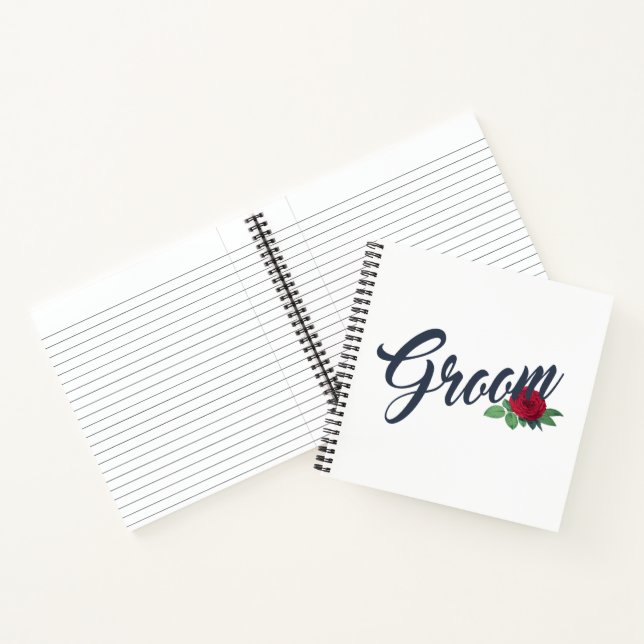 Einfache Groom Floral Wedding Calligraphy | Notebo Notizbuch (Innenseite)