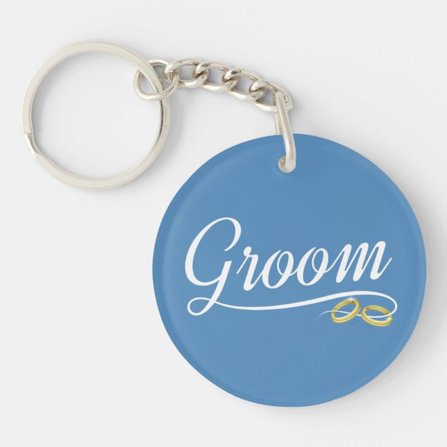 Einfache Groom Floral Wedding Calligraphy | SCHLÜS Schlüsselanhänger (Vorderseite)