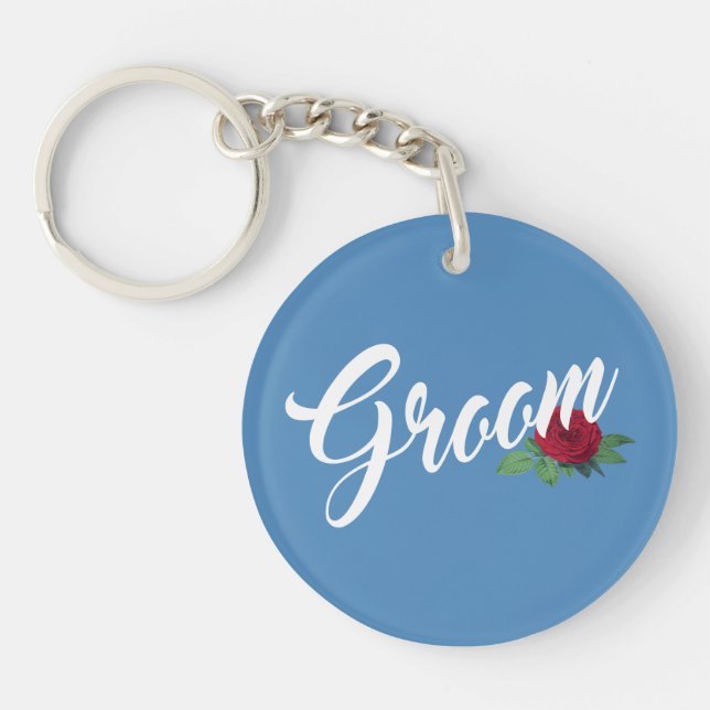 Einfache Groom Floral Wedding Calligraphy | SCHLÜS Schlüsselanhänger (Vorderseite)