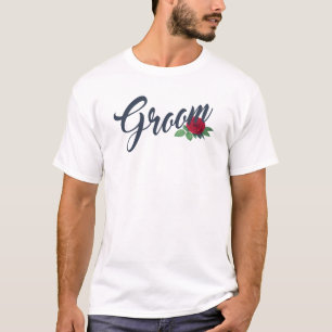 Einfache Groom Floral Wedding Calligraphy   T - SH T-Shirt