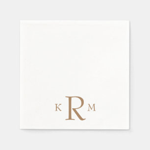Einfache große Gold Monogram Cocktails Napkins Serviette