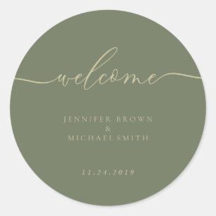 Einfache Grün der Seite Willkommen Runder Aufkleber