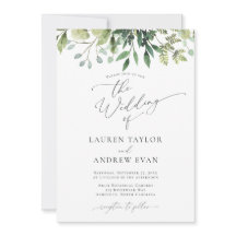 Einfache Grün von Wasserfarben Einladung zur Hochz