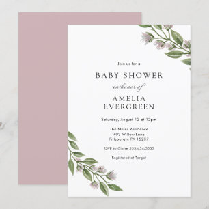 Einfache Grünanlagen mit Lavender Baby Dusche Einladung