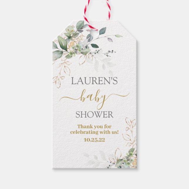 Einfache Grüne Babydusche Geschenkanhänger (Vorderseite)