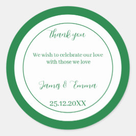 Einfache grüne Hochzeit Runder Aufkleber