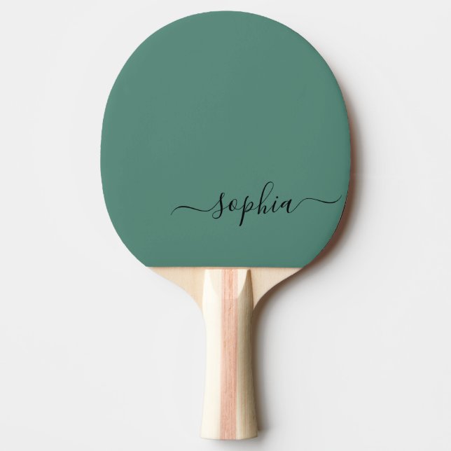 Einfache grüne, moderne Skriptmonogramm-Bezeichnun Tischtennis Schläger (Vorderseite)