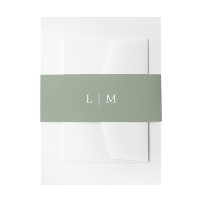 Einfache grüne Monogram Minimal Elegante Hochzeit Einladungsbanderole (Vorderseite Beispiel)