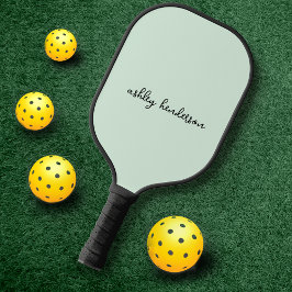 Einfache grüne Monogramm, vollständiger Name Pickleball Schläger
