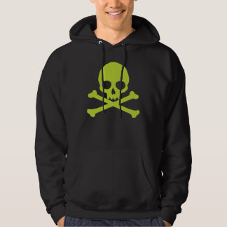Einfache grüne Schädel und Kreuze Hoodie