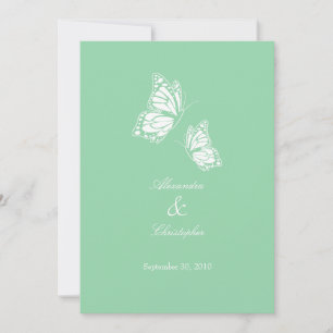 Einfache Grüne Schmetterlinge Hochzeitsankündigung Einladung