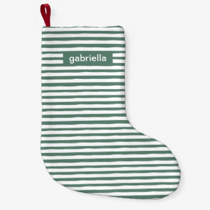 Einfache grüne Streifen mit Namen Kleiner Weihnachtsstrumpf