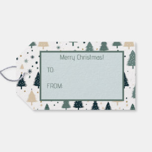 Einfache, grüne und weiße Weihnachtsbaume Geschenkanhänger