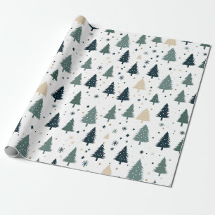 Einfache grüne Weihnachtsbaume Geschenkpapier