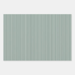 Einfache grüne weiße Streifen Weihnachtsfeiertag Geschenkpapier Set
