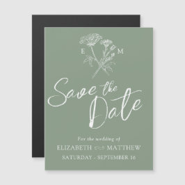 Einfache, grüne Wildblume Save the Date Magneteinladung
