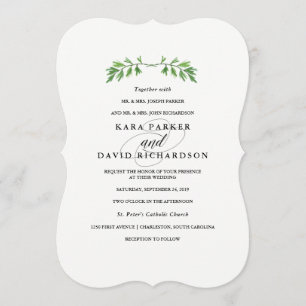 Einfache Grünfläche Minimalistische Hochzeitseinl Einladung