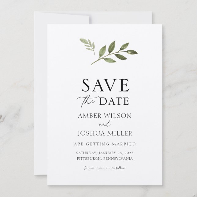 Einfache Grünflächen Save the Date Einladung (Vorderseite)