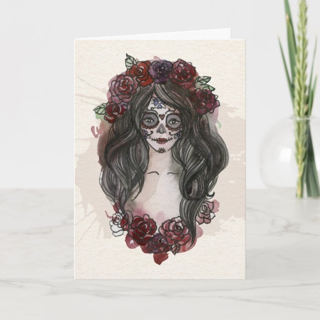 Einfache Gruß-Karte Boo-tiful Dia de Los Muertos Karte (Vorderseite)