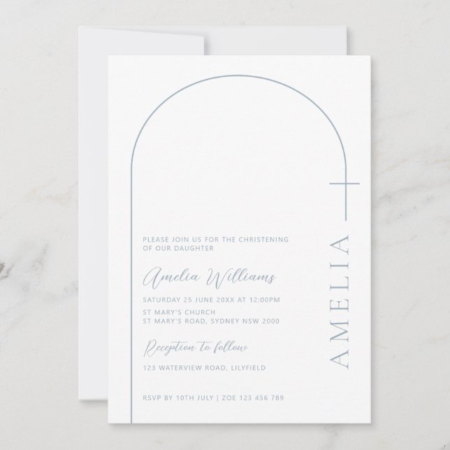 Einfache Halbbogenkreuz Einladung (Vorderseite)