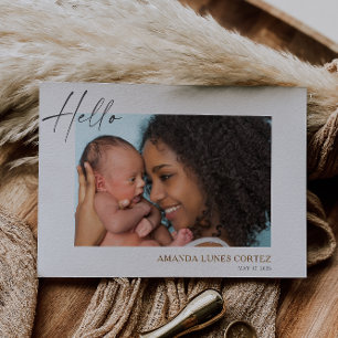 Einfache Hallo-Baby-Foto-Ankündigungskarte Einladung