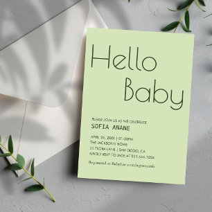 Einfache Hallo Baby Sage Green Gender Neutral Einladung