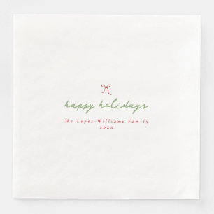 Einfache Hand gezeichnet Bow Red & Green Weihnacht Serviette